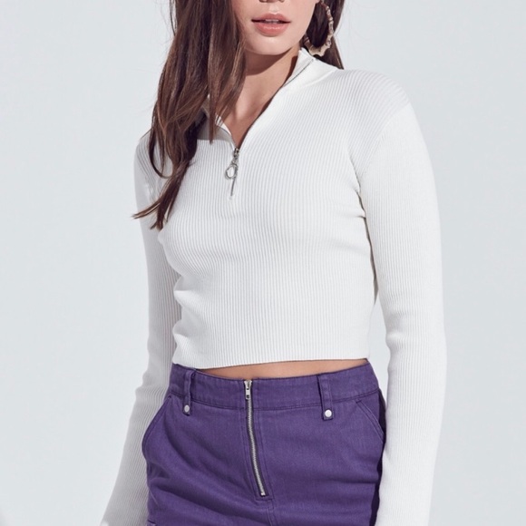 Long Sleeve Zip Front Top - Picture 2 of 6